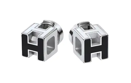 HERMES Stud Earrings Women's Black