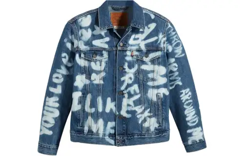 Levis Denim Jackets Men's Blue Lapel Moderate Straight Fit