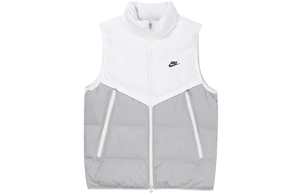 Nike Down Vests Men's White Stand Collar Moderate Other