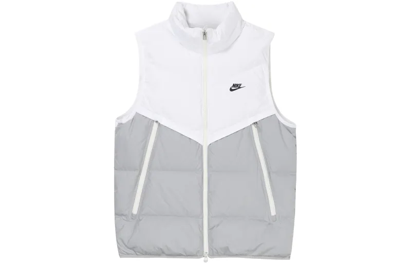 Nike Down Vests Men's White Stand Collar Moderate Other