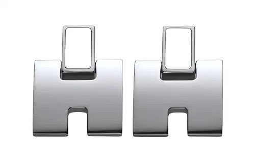 HERMES Stud Earrings Unisex Silver