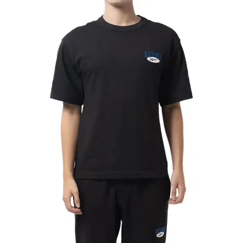Reebok T Shirts Unisex Black Crew Neck Moderate Straight Fit