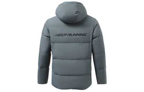 Li Ning Training Series Down Jackets Men's Dark Gray Green Hooded Moderate