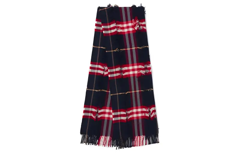 Burberry Knit Scarves Unisex Blue/Red