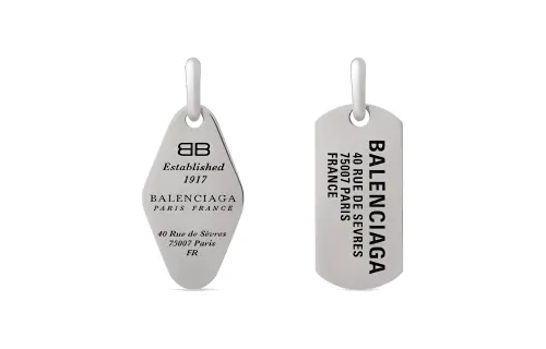 Balenciaga Letter Print Brass Earrings Women's Silver