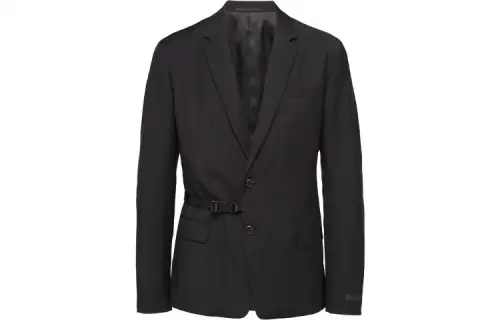 PRADA Business Suits Men's Black Suit Collar Moderate Business Suit