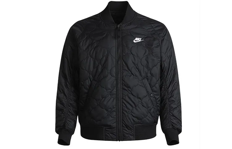 Nike Puffer Jackets Men's Black Baseball Collar Moderate