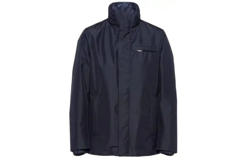 PRADA Jackets Men's Blue Stand Collar Moderate Other