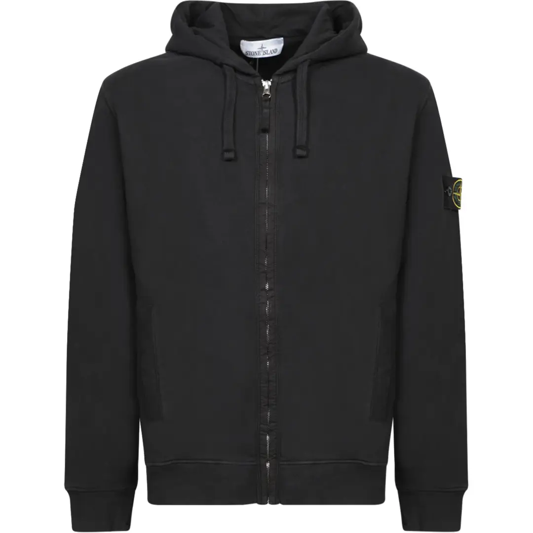 STONE ISLAND Logo Patch Zip Up Hoodie