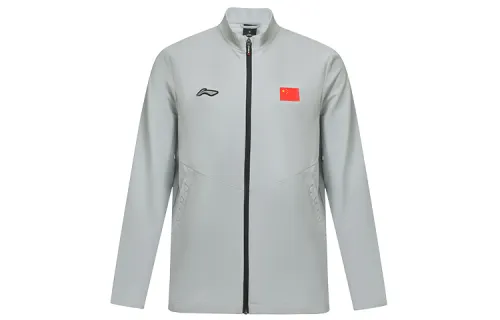 Li Ning Jackets Unisex Gray Stand Collar Moderate Other