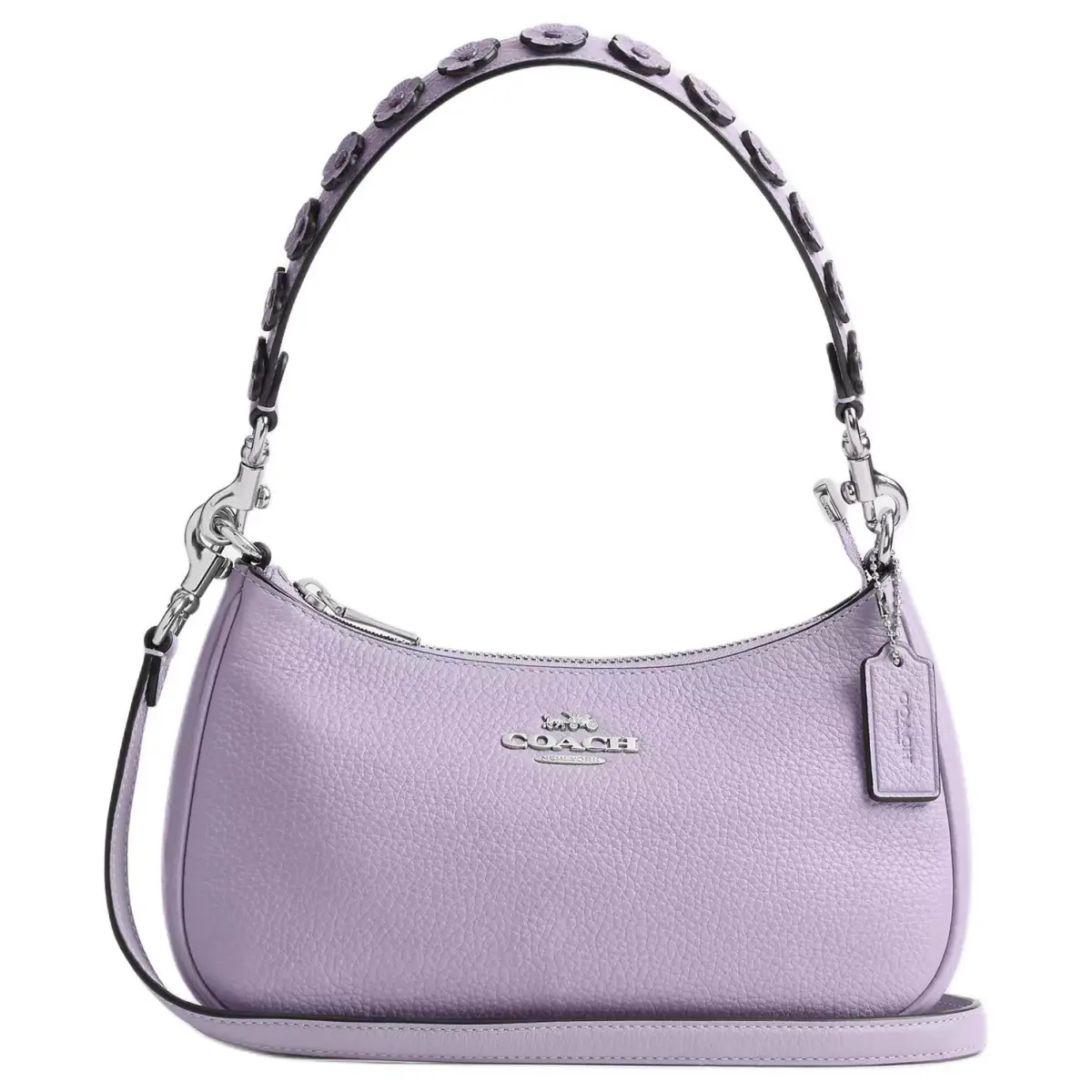 COACH Teri Pebble Leather Shoulder Bag, Crossbody Bag, Handbag Medium Women's Purple