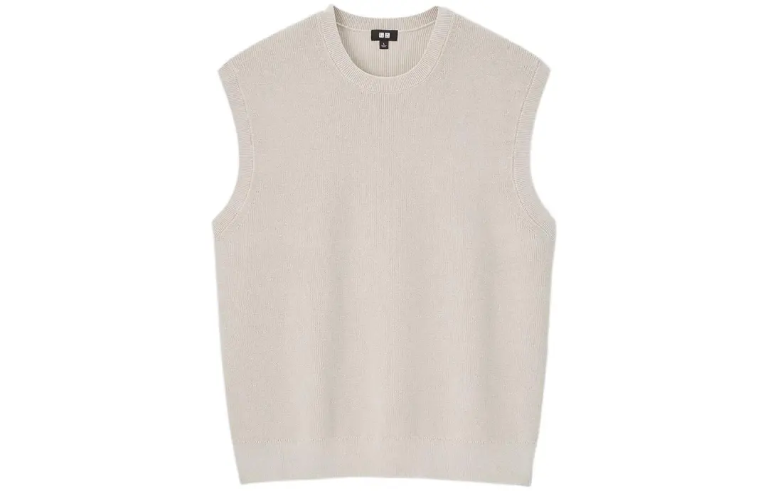 UNIQLO Vests Unisex Beige Crew Neck Moderate Other