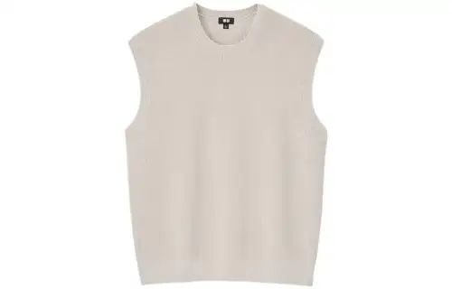 UNIQLO Vests Unisex Beige Crew Neck Moderate Other