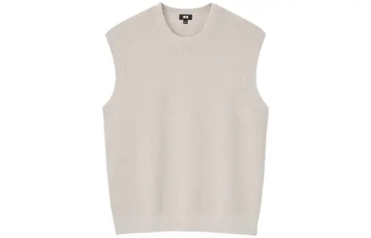 UNIQLO Vests Unisex Beige Crew Neck Moderate Other