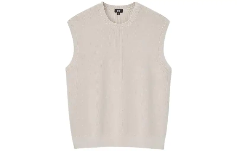 UNIQLO Vests Unisex Beige Crew Neck Moderate Other