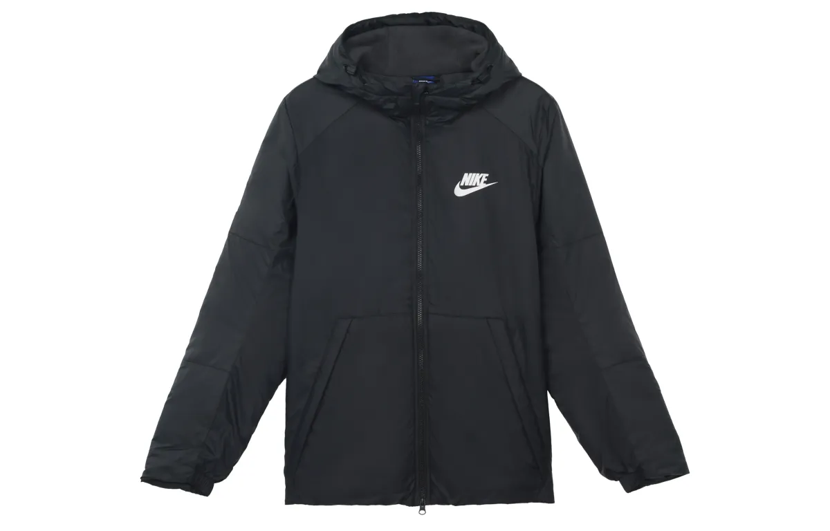 Nike Puffer Jackets Men's Black Hooded (Non-detachable) Moderate Straight Fit