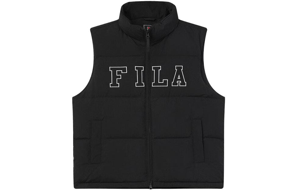FILA Down Vests Unisex Jet Black Stand Collar Moderate Other