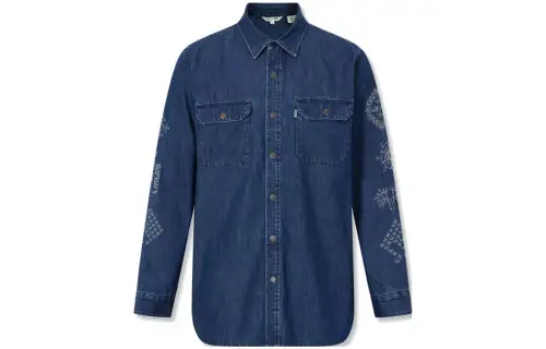 Levis Denim Jackets Men's Dark Blue Lapel Moderate Other