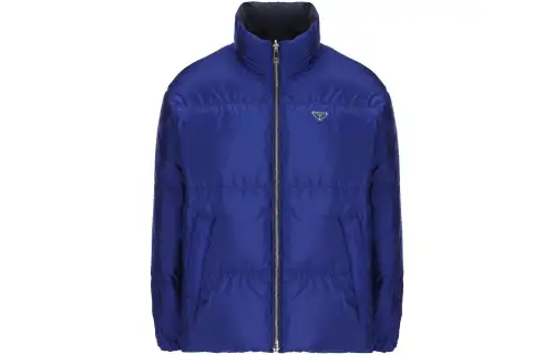 PRADA Jackets Men's Blue Stand Collar Moderate Other