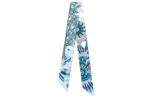 HERMES Twilly Scarves Unisex Light Blue