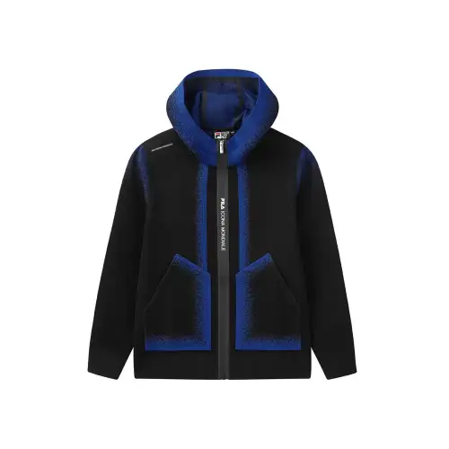 FILA Knitwear Men's Jet Black/BK Hooded Moderate Cardigan