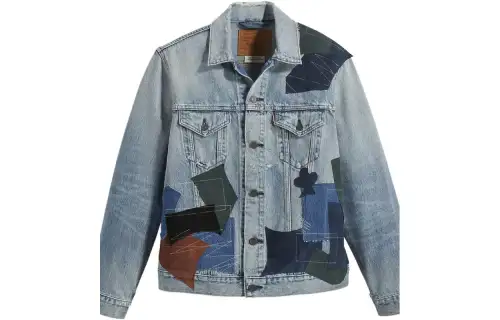 Levis Denim Jackets Men's Blue Lapel Moderate Straight Fit