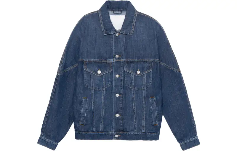 KENZO Denim Jackets Men's Blue Lapel Moderate Straight Fit