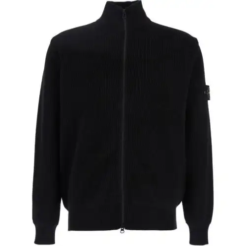 STONE ISLAND Logo Patch Zip Up Cardigan