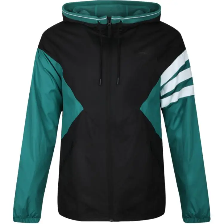 Adidas Jackets Men's Black Green Hooded (Non-detachable) Moderate Straight Fit