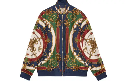 GUCCI Jackets Men's Multicolor Stand Collar Moderate Other