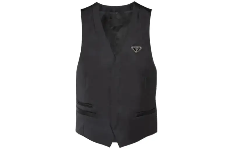 PRADA Vests Men's Black V Neck Moderate Urban Techwear