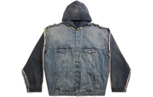 Balenciaga Jackets Unisex Blue Hooded Non Detachable Moderate Other