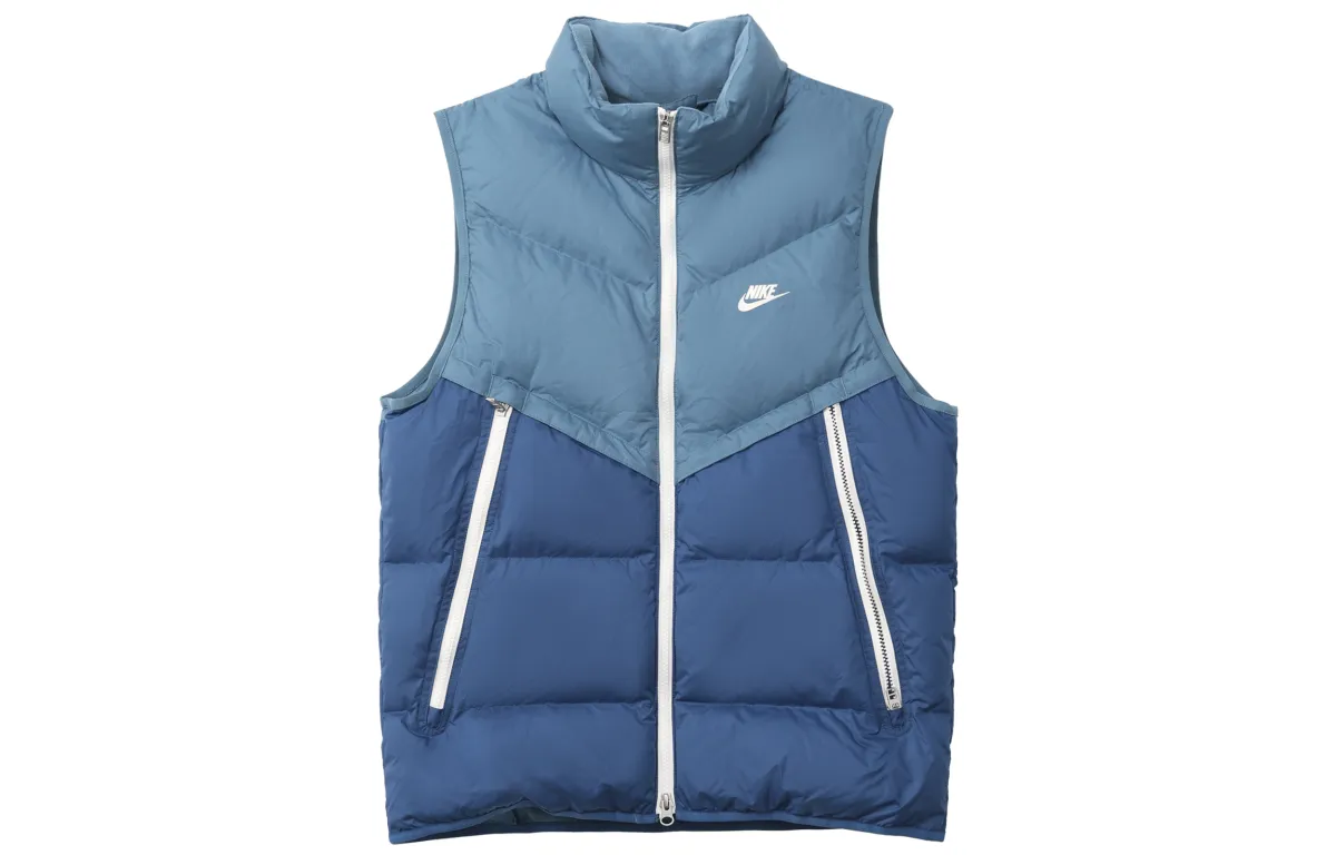 Nike Down Vests Men's Blue Stand Collar Moderate Other