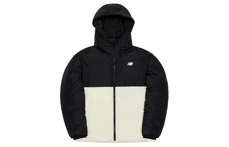 New Balance Down Jackets Men's Black/White Stand Collar Moderate Straight Fit