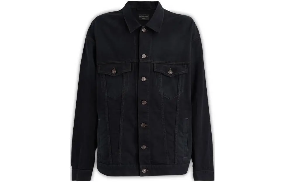 Balenciaga FW22 Denim Jacket Regular Fit Men's Black