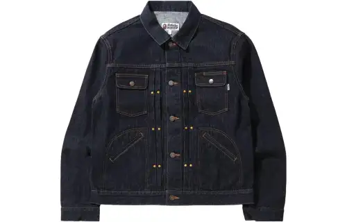 A BATHING APE Bape Jackets Men's Blue Lapel Moderate Other