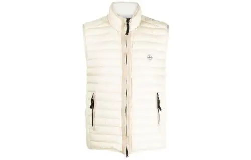 STONE ISLAND Vests Unisex White Stand Collar Moderate Other