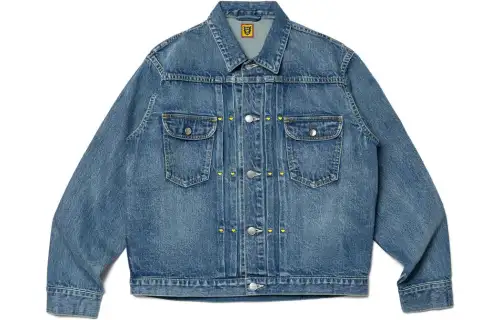HUMAN MADE Denim blue jacket for men and women, with your logo imprint, with embroidery