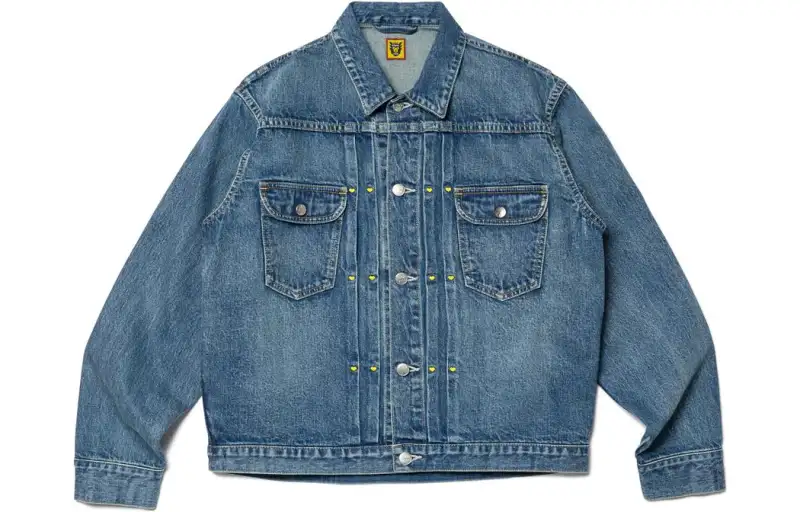 HUMAN MADE Denim blue jacket for men and women, with your logo imprint, with embroidery