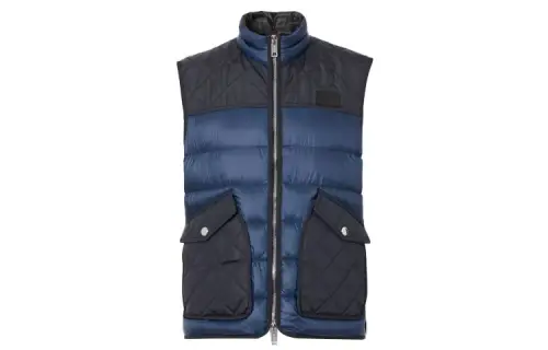 Burberry Down Vests Men's Ink Blue Stand Collar Moderate Other