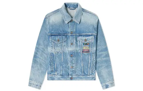 GUCCI Denim Jackets Men's Blue Lapel Moderate Straight Fit