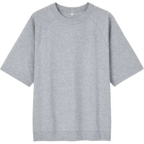 UNIQLO T Shirts Unisex Gray Crew Neck Moderate