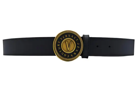 VERSACE JEANS COUTURE PU Artificial Leather Belts Men's Black 3.5cm