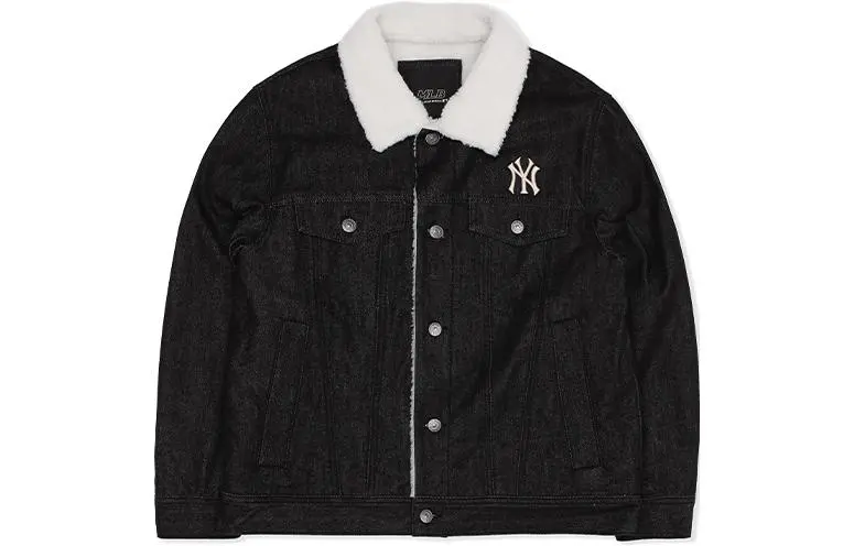 MLB Denim Jackets Unisex Black Lapel Thickened Straight Fit