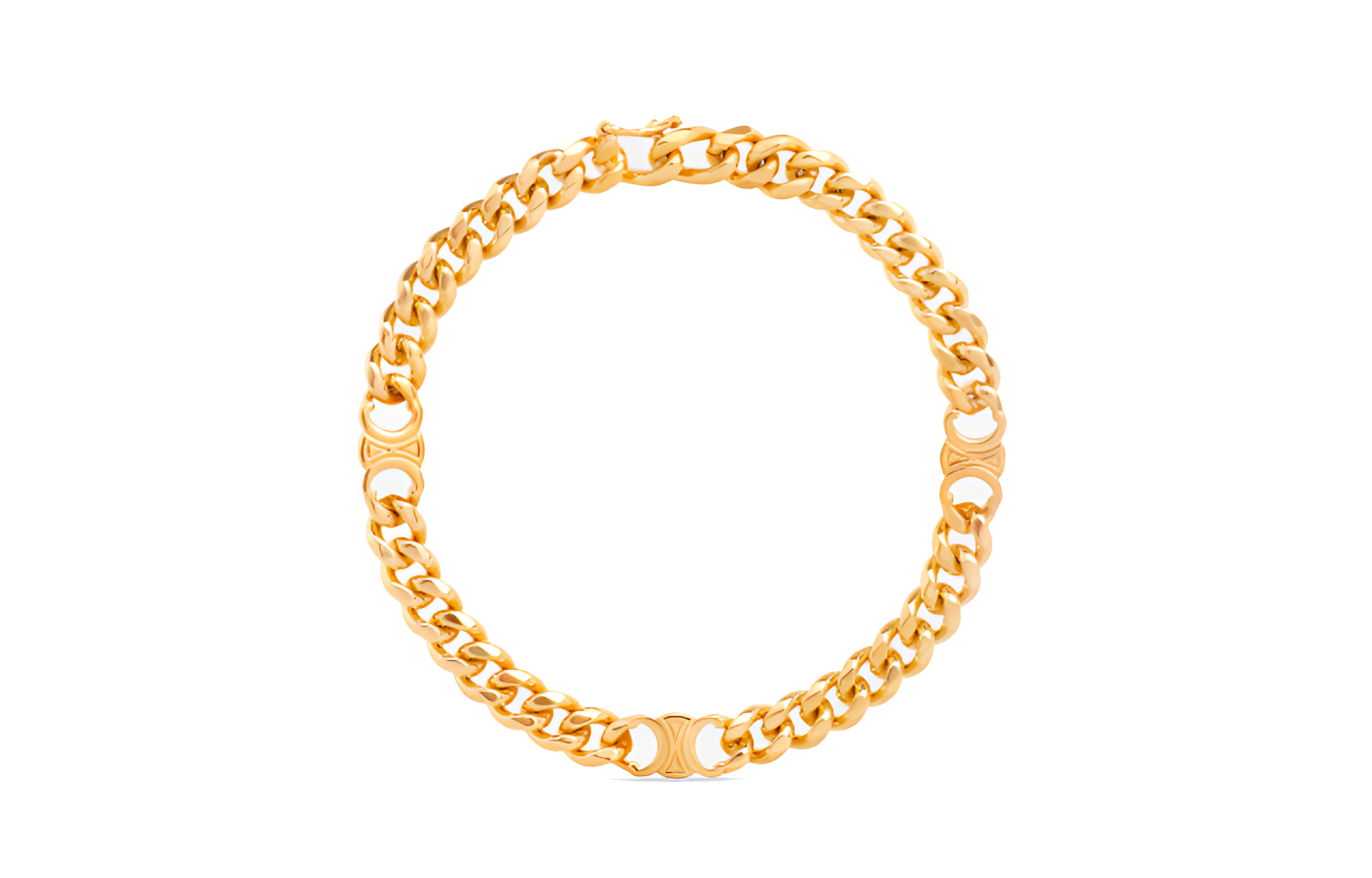 CELINE Triomphe Small Gourmette Bracelet In Brass With Gold Finish