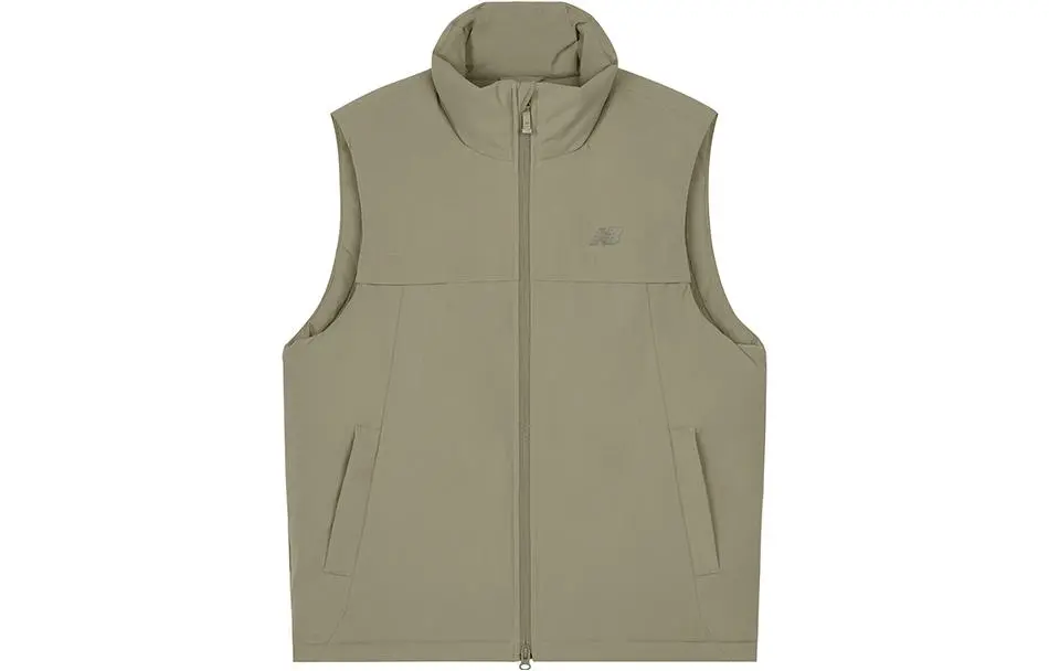 New Balance Vests Men's Green Stand Collar Moderate Straight Fit