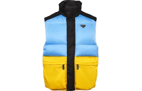 PRADA Down Vests Men's Blue Moderate