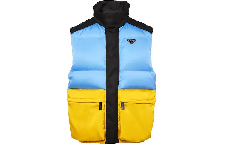 PRADA Down Vests Men's Blue Moderate