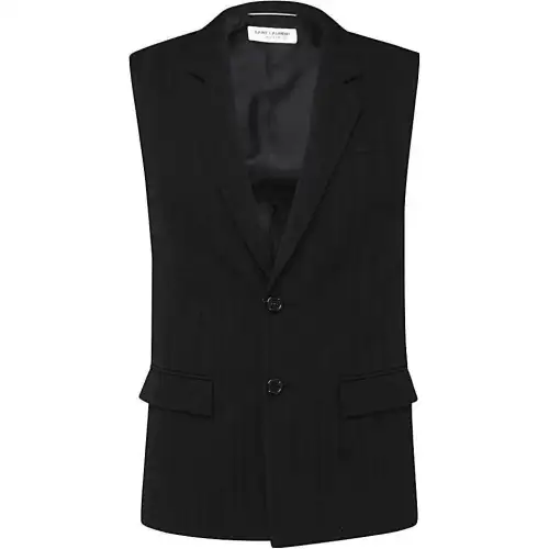 SAINT LAURENT Vests Men's Black Suit Collar Other