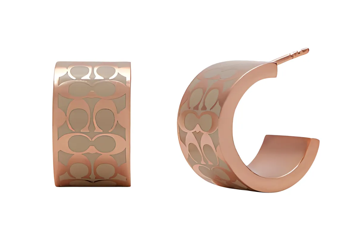 COACH Copper Earrings Unisex Rose Gold